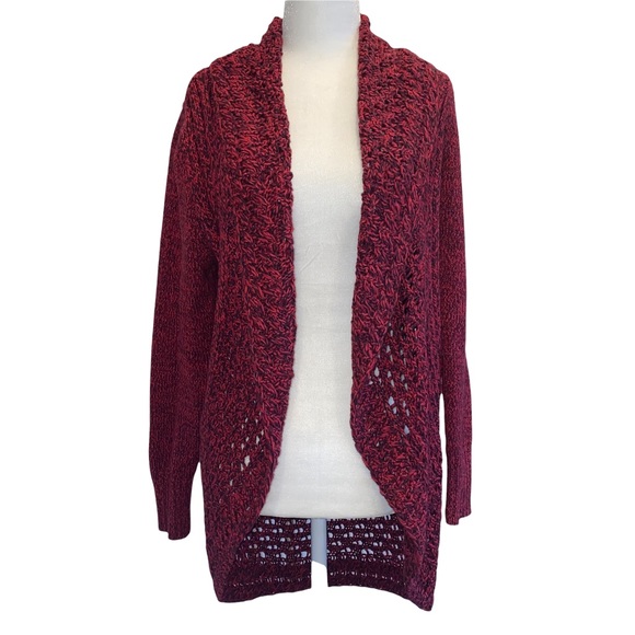 Eddie Bauer Red/Black Open Front Cardigan M - Picture 2 of 14